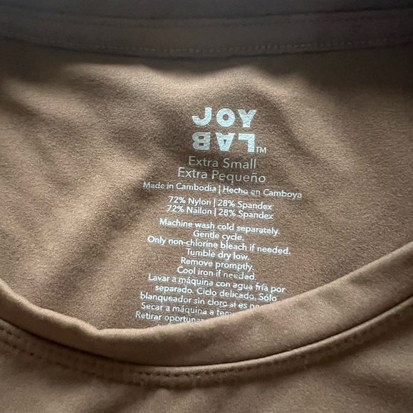 NWT Women's Joy Lab Short Sleeve‎ Cropped Active Top Mocha Size Extra Small (E5) - Picture 3 of 5